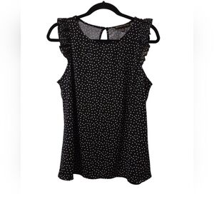 Elegant Black and White Polka Dot Sleeveless Blouse